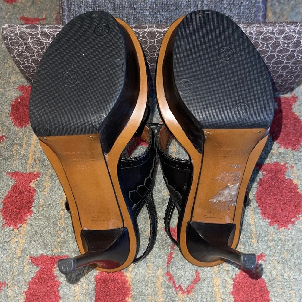 Burberry Prorsum Women Runway Stiletto Brown Leather Platform Heel/Size 35.5 - Picture 7 of 8